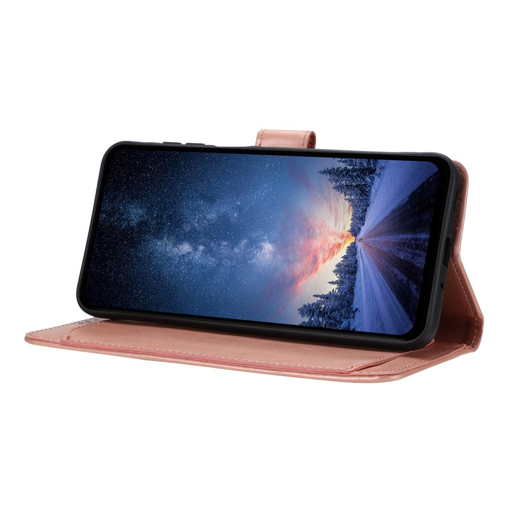 For iPhone 17 Pro Max Wallet Phone Case Stand PU Leather Folio Flip Cover with 8 Card Slot - Rose Gold