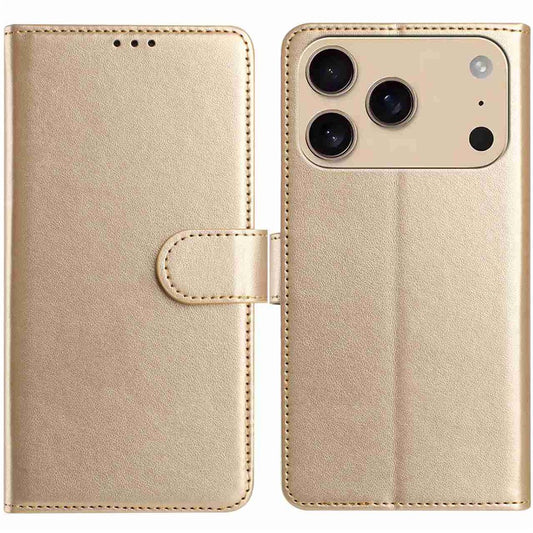 For iPhone 17 Pro Max Wallet Phone Case Stand PU Leather Folio Flip Cover with 8 Card Slot - Gold