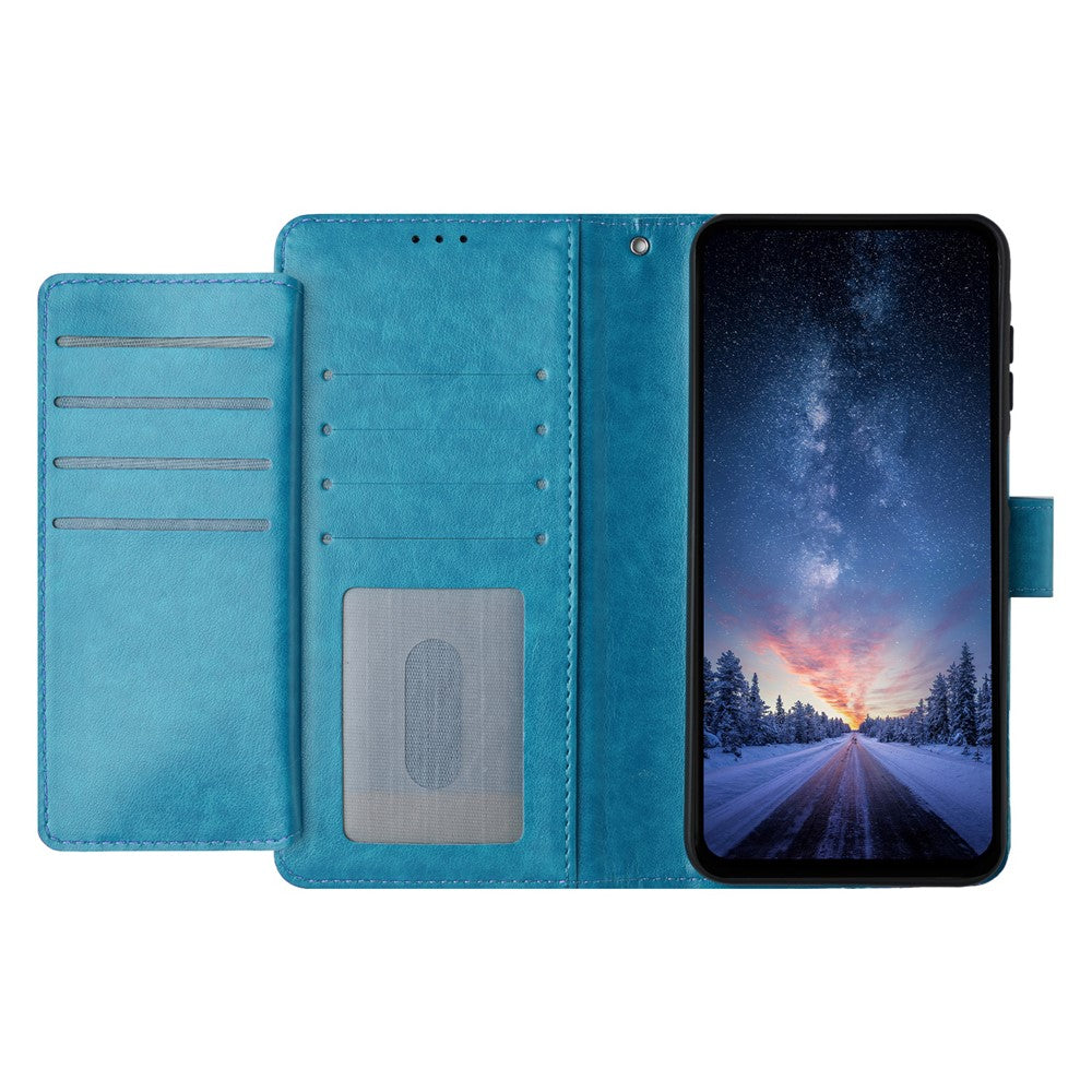 For iPhone 17 Pro Max Wallet Phone Case Stand PU Leather Folio Flip Cover with 8 Card Slot - Sky Blue