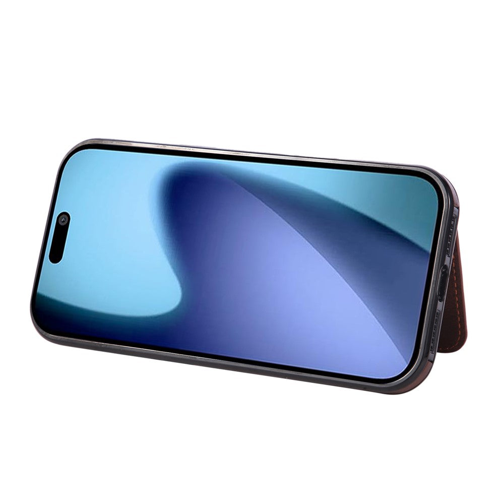 For iPhone 17 Pro Max Case Card Holder Kickstand PU Leather + TPU Phone Cover - Coffee