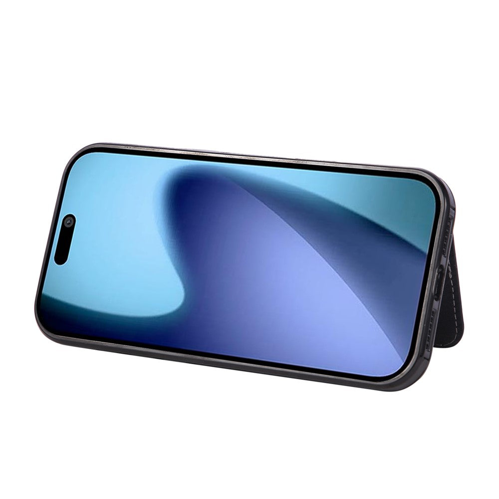For iPhone 17 Pro Max Case Card Holder Kickstand PU Leather + TPU Phone Cover - Black