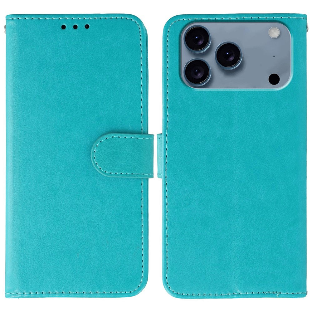 For iPhone 17 Pro Max Case PU Leather Flip Wallet Phone Cover with Strap - Blue