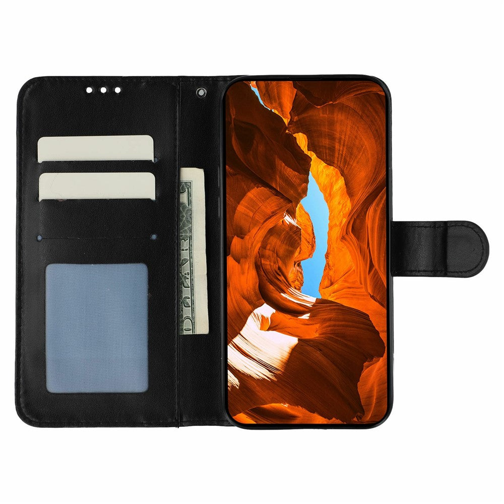For iPhone 17 Pro Max Case PU Leather Flip Wallet Phone Cover with Strap - Black