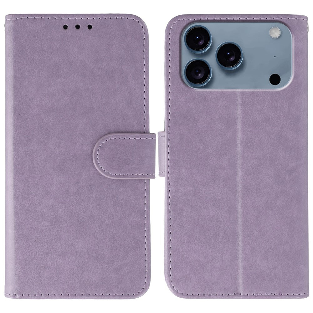 For iPhone 17 Pro Max Case PU Leather Flip Wallet Phone Cover with Strap - Purple