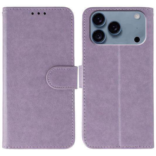 For iPhone 17 Pro Max Case PU Leather Flip Wallet Phone Cover with Strap - Purple