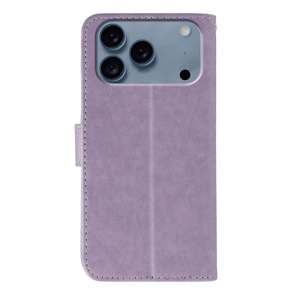 For iPhone 17 Pro Max Case PU Leather Flip Wallet Phone Cover with Strap - Purple