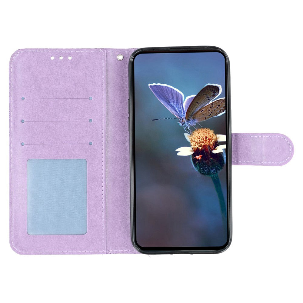 For iPhone 17 Pro Max Case Lace Flowers PU Leather Flip Wallet Phone Cover - Purple