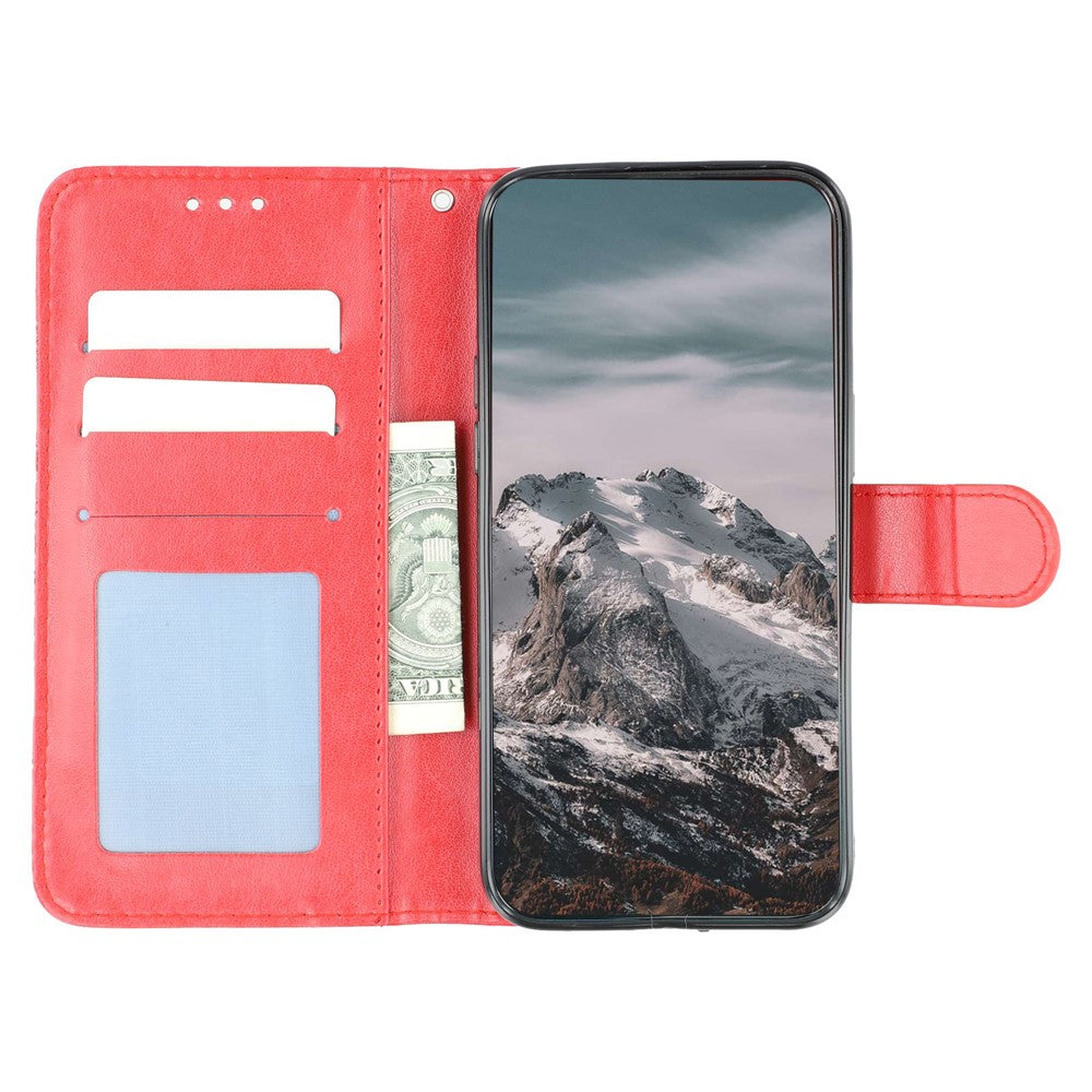 For iPhone 17 Pro Max Case PU Leather Mandala Imprinted Design Wallet Phone Cover with Wrist Strap - Red