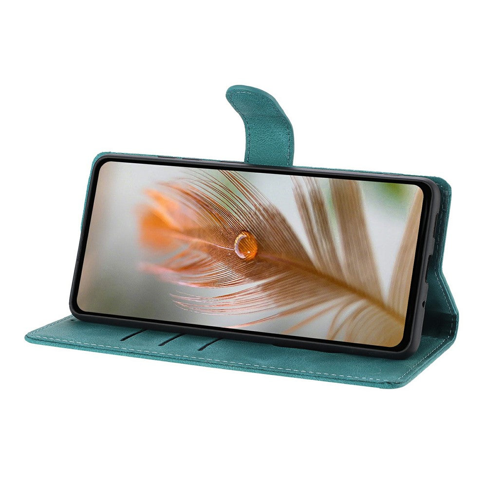 For iPhone 17 Pro Max Case Imprinted Feather PU Leather Wallet Phone Cover with Wrist Strap - Green