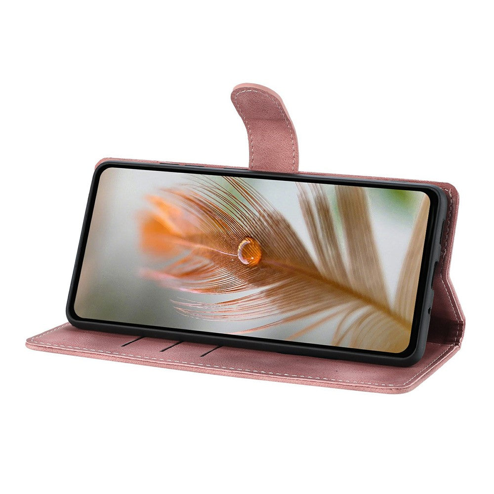 For iPhone 17 Pro Max Case Imprinted Feather PU Leather Wallet Phone Cover with Wrist Strap - Pink