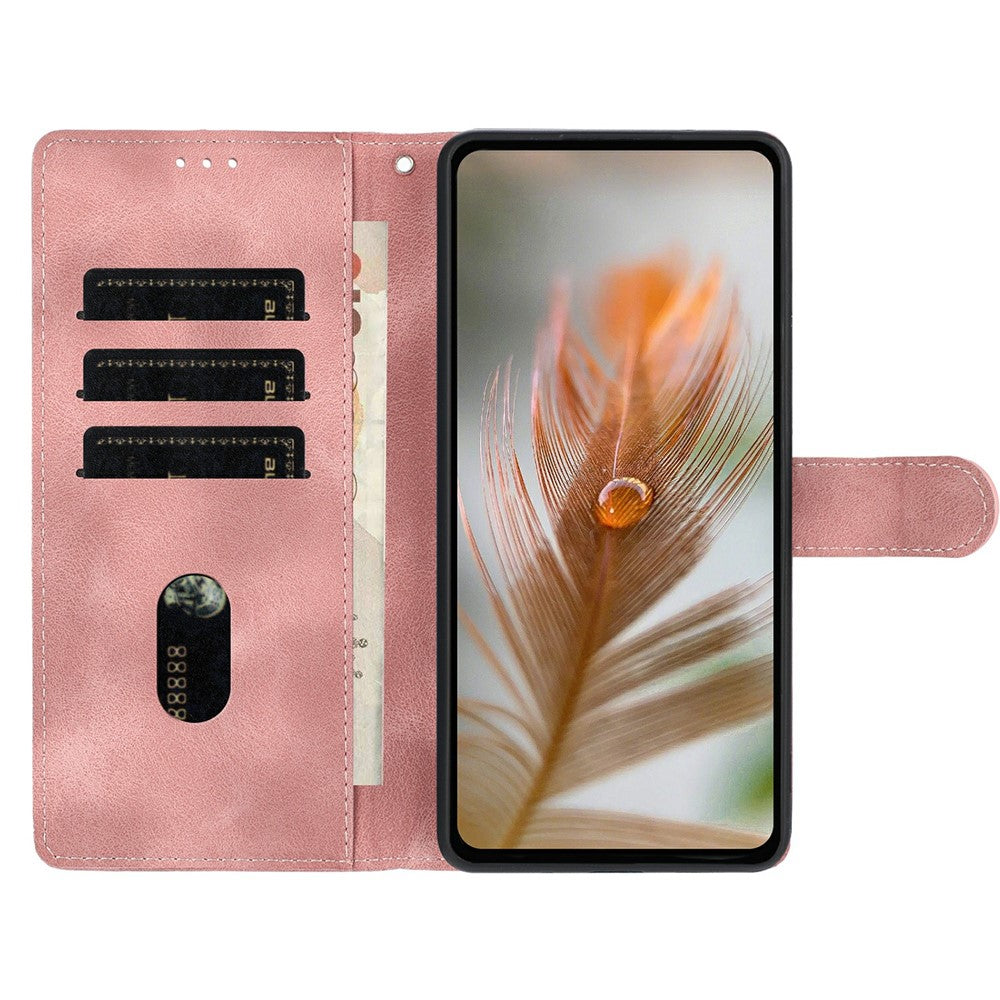 For iPhone 17 Pro Max Case Imprinted Feather PU Leather Wallet Phone Cover with Wrist Strap - Pink