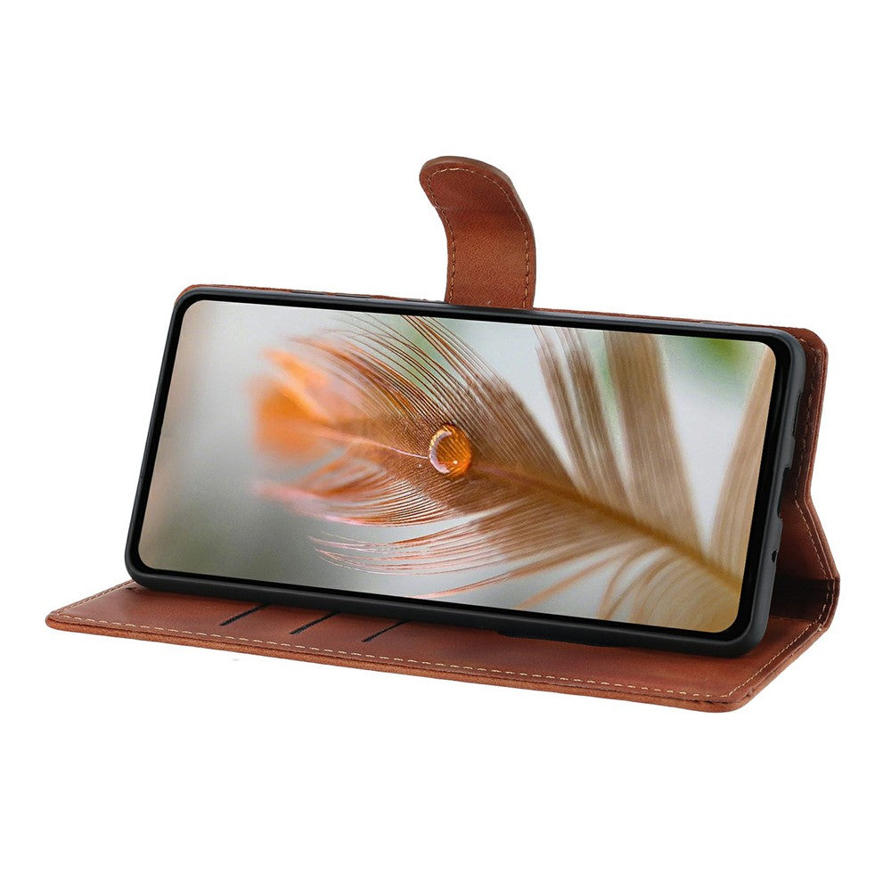For iPhone 17 Pro Max Case Imprinted Feather PU Leather Wallet Phone Cover with Wrist Strap - Brown