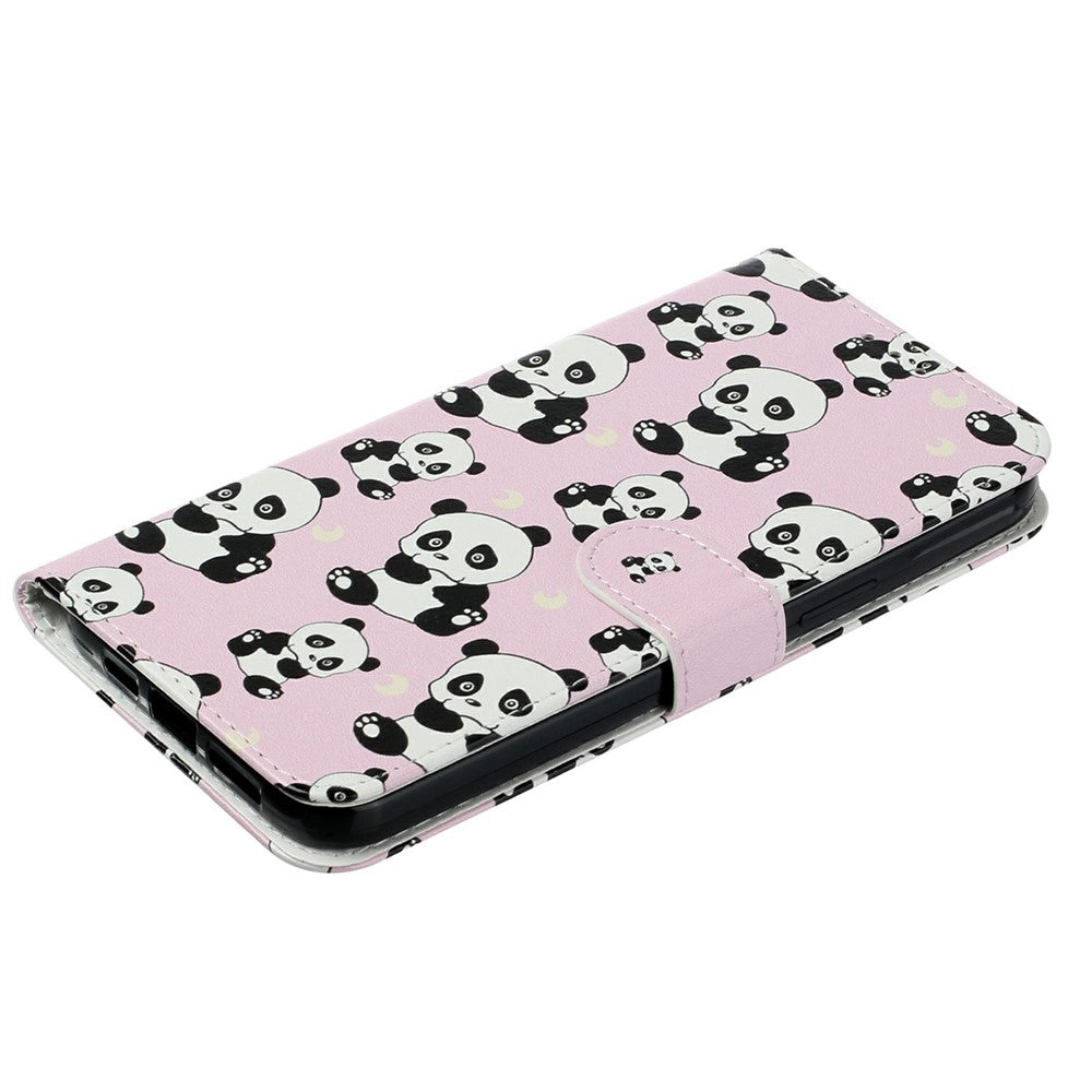 For iPhone 17 Pro Max Case Pattern Leather Wallet Phone Cover with Strap - Panda