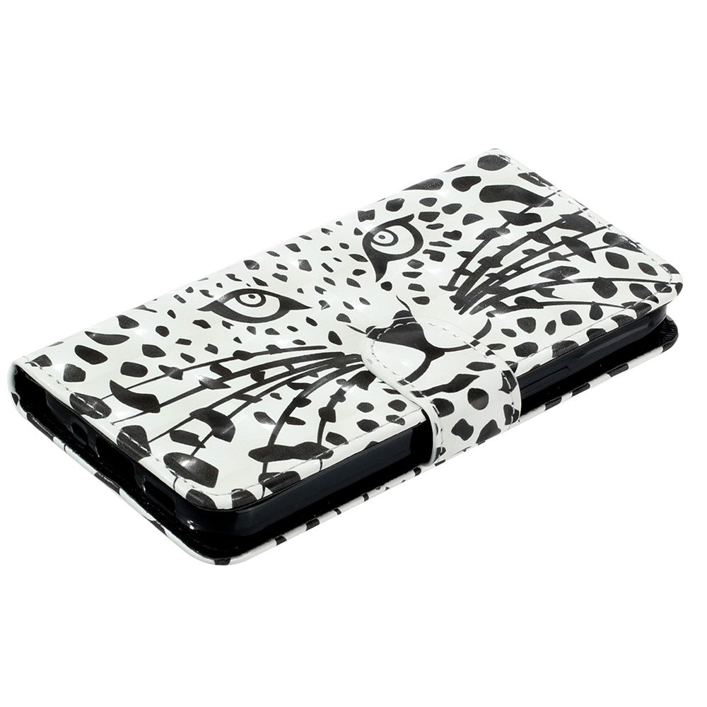 For iPhone 17 Pro Max Wallet Case 3D Pattern Printed Leather Phone Cover with Strap - Leopard Head