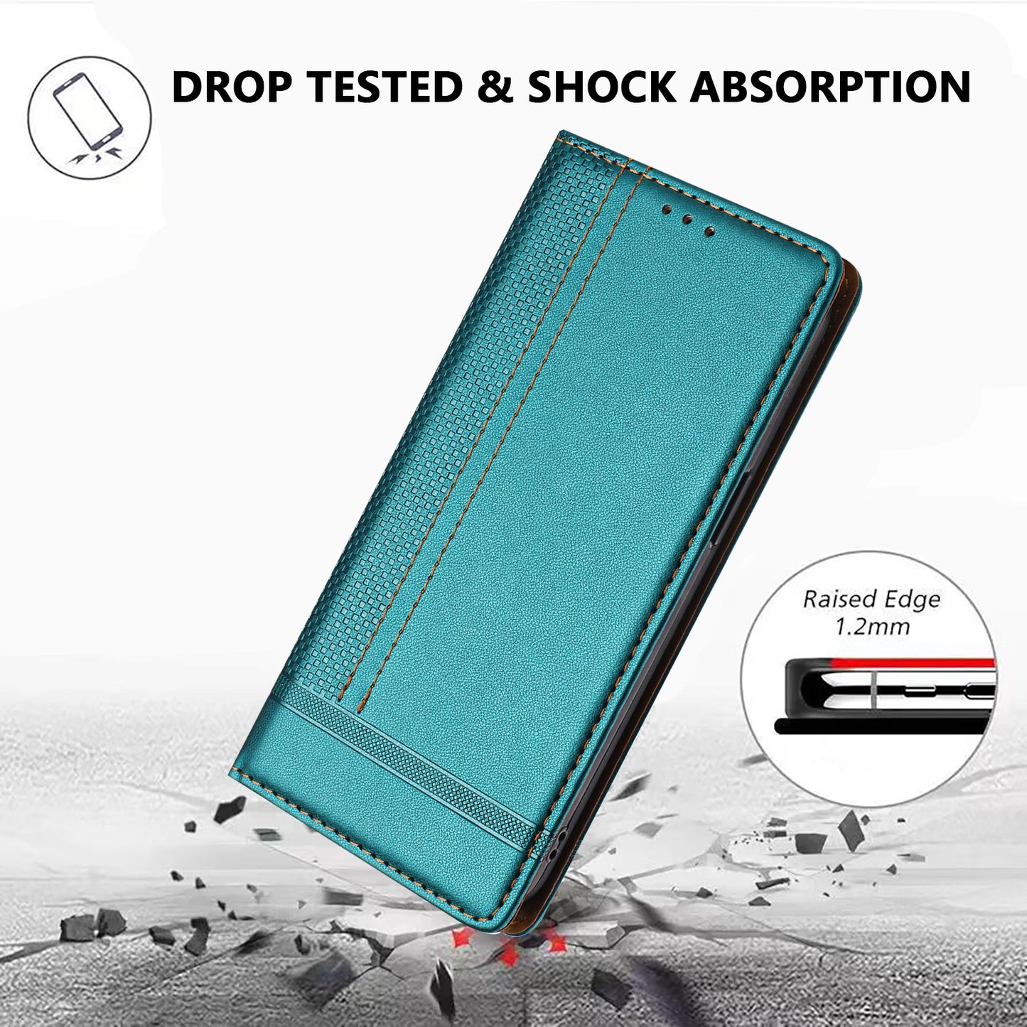 For iPhone 17 Pro Max Case L-Shaped Grid Pattern Leather Stand Phone Cover with Card Slots - Green