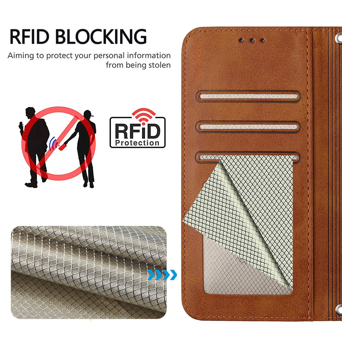 For iPhone 17 Pro Max Case Panda Imprint RFID Blocking Wallet Leather Phone Cover with Wrist Strap - Brown
