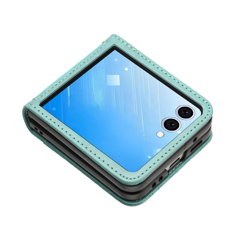 For Samsung Galaxy Z Flip7 5G Case Butterfly Flower Imprinted Leather Phone Cover - Baby Blue