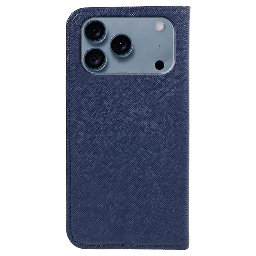 For iPhone 17 Pro Max Case Cross Texture Leather Phone Cover Hidden Magnetic - Blue