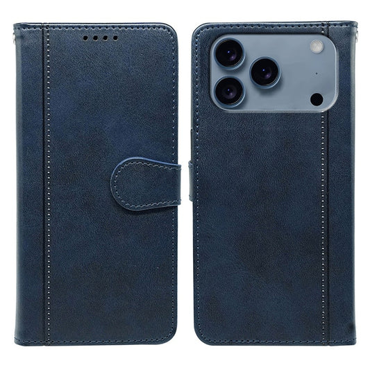 For iPhone 17 Pro Max Case Calf Texture Leather Stand Book Style Phone Cover - Blue