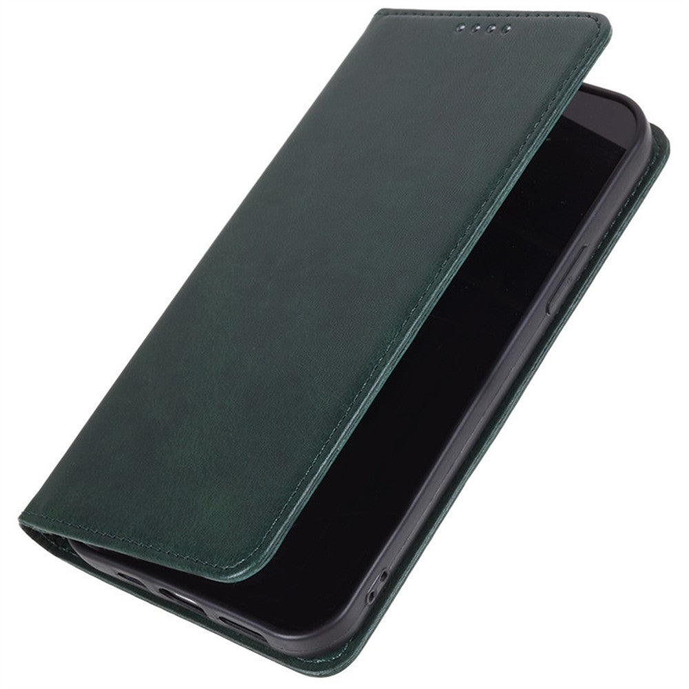 For iPhone 17 Pro Max Case Strong Magnetic PU Leather Phone Cover Calf Texture - Green