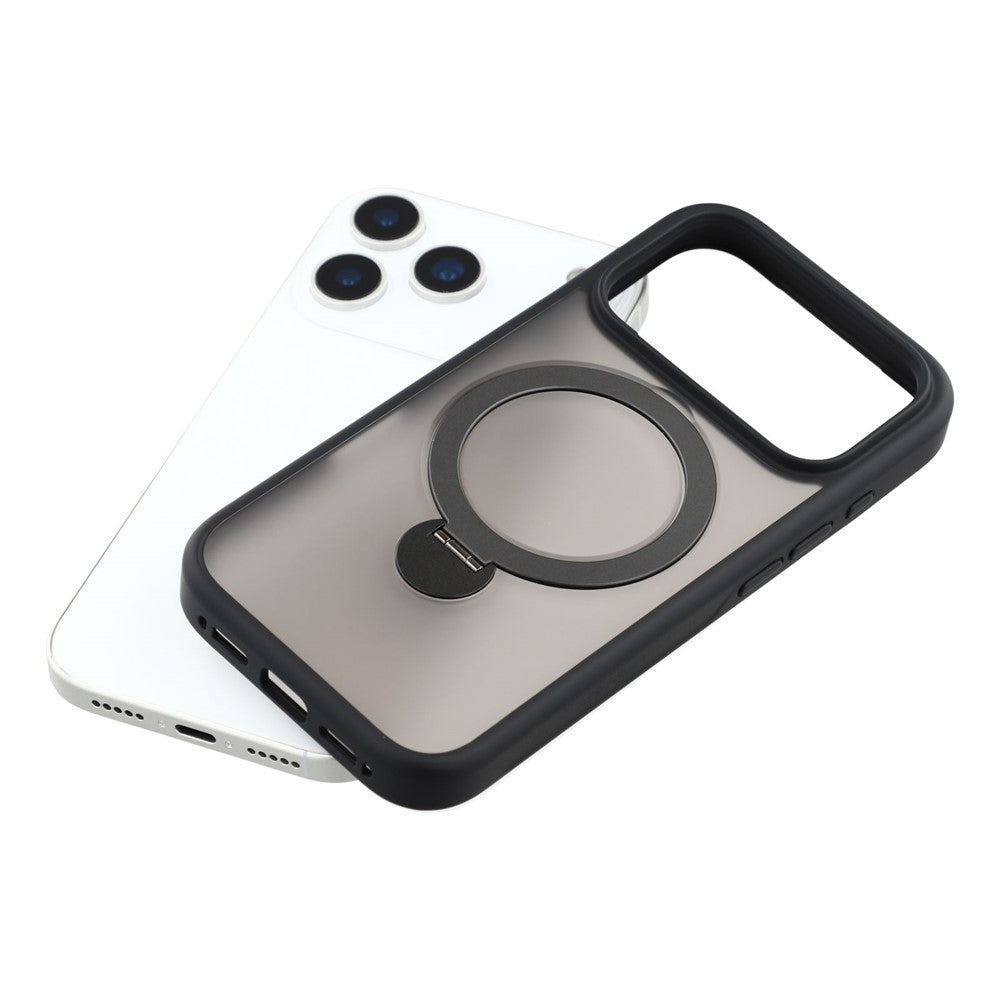 For iPhone 17 Pro Max Case Rotating Kickstand TPU + PC Magnetic Phone Cover - Black