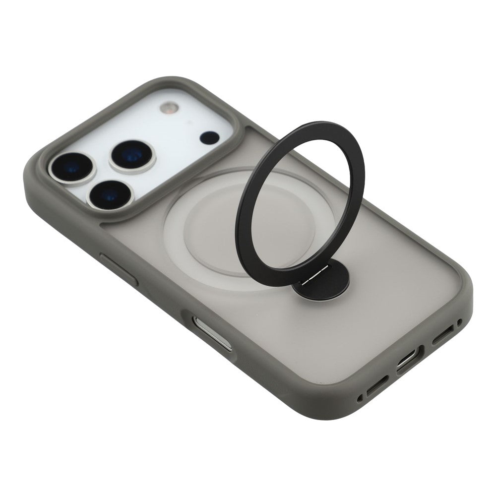 For iPhone 17 Pro Max Case Rotating Kickstand TPU + PC Magnetic Phone Cover  - Grey