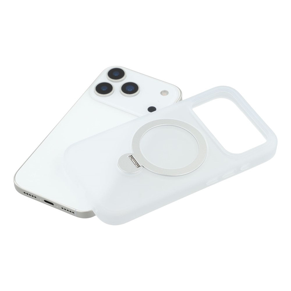 For iPhone 17 Pro Max Case Rotating Kickstand TPU + PC Magnetic Phone Cover - White