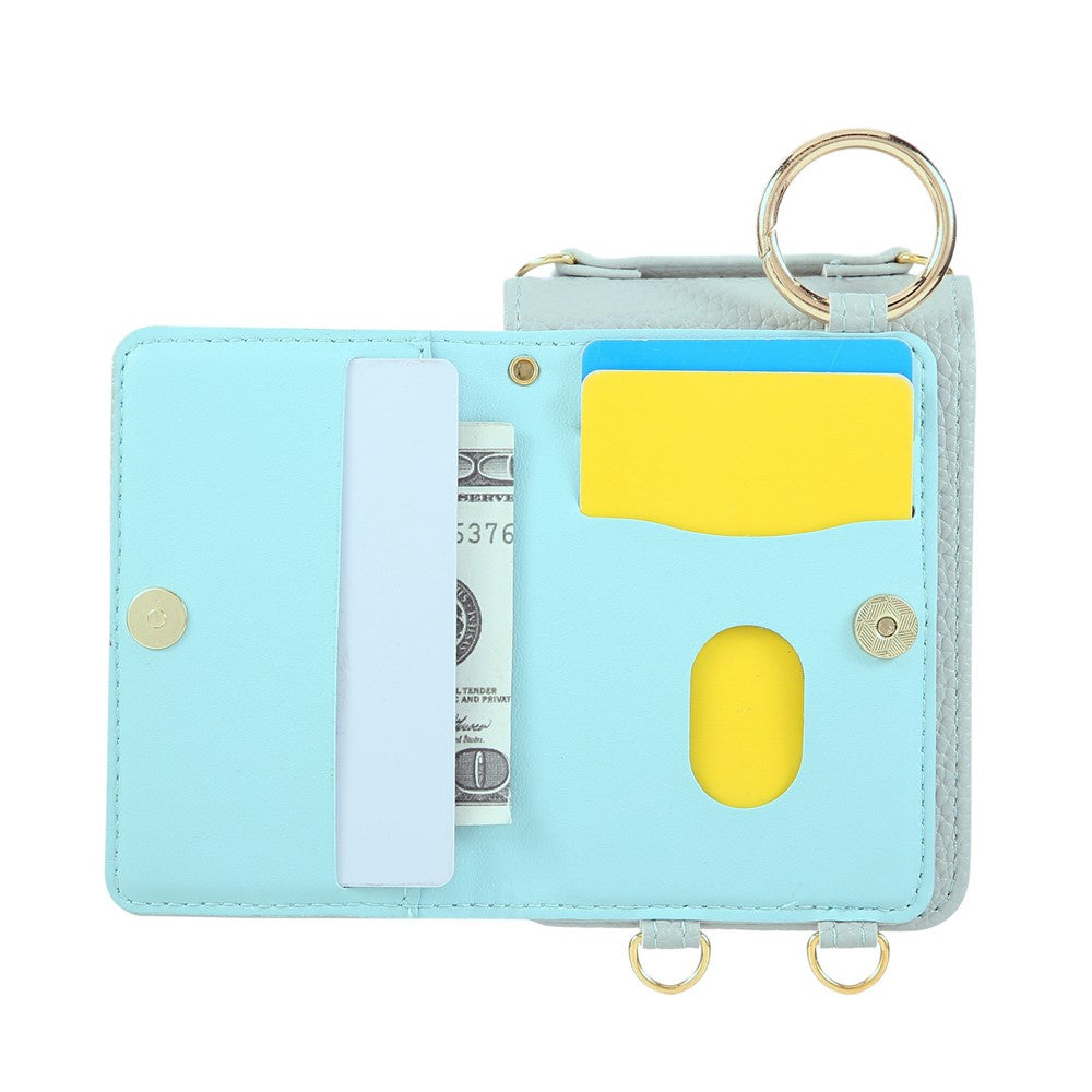 For Samsung Galaxy Z Flip7 5G Case Kickstand Rhombus Leather + TPU Phone Cover with Shoulder Strap - Blue