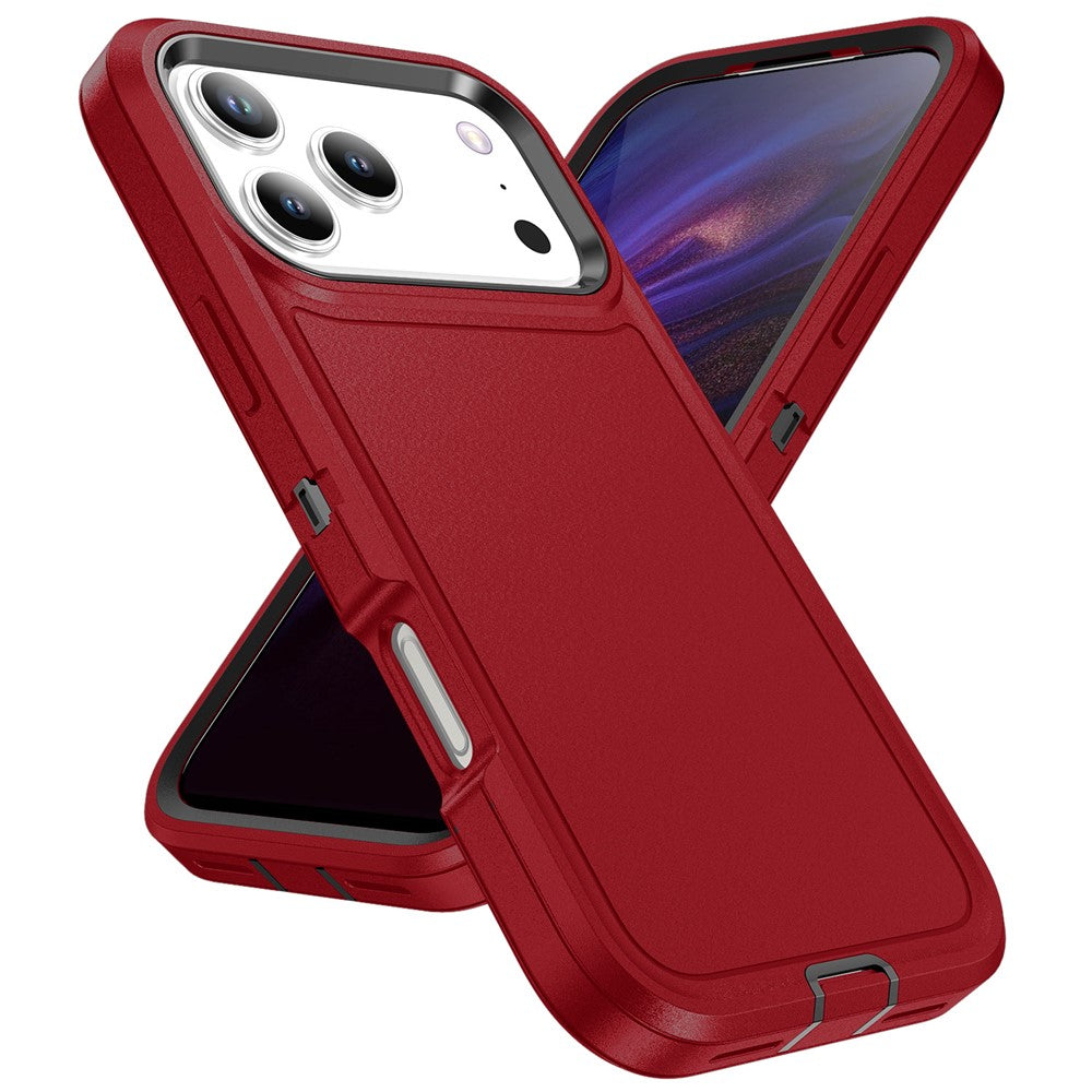 For iPhone 17 Pro Max Case PC + Silicone + EVA 3 in 1 Shockproof Phone Cover - Red + Black