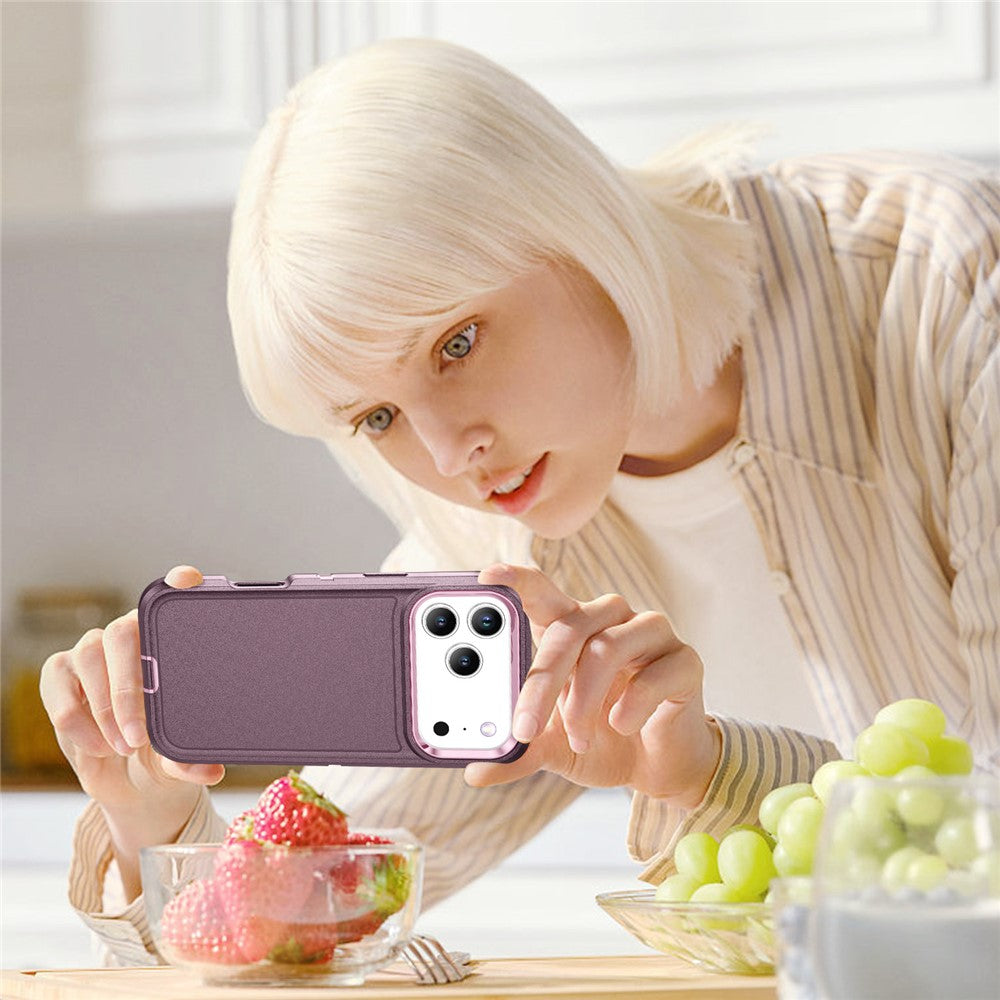 For iPhone 17 Pro Max Case PC + Silicone + EVA 3 in 1 Shockproof Phone Cover - Purple + Pink