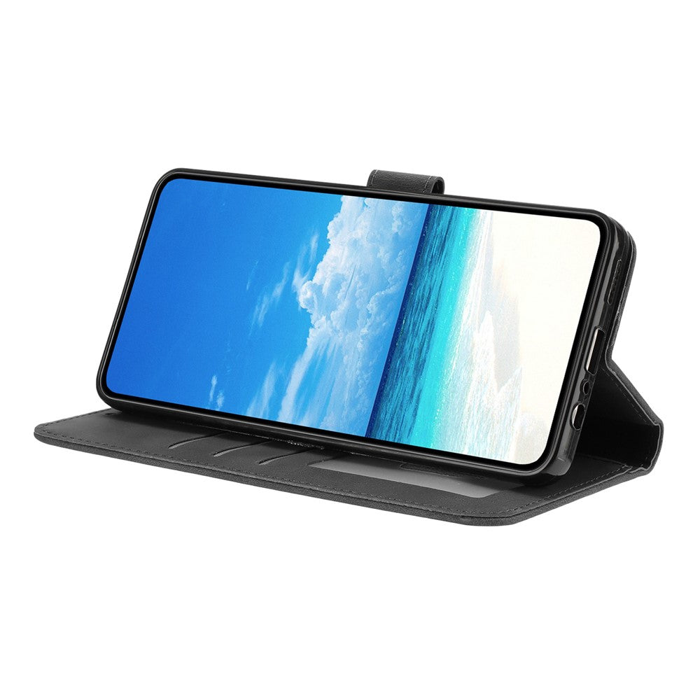 For iPhone 17 Pro Max Wallet Case Rose Pattern Imprinted Leather Flip Stand Phone Cover with Strap - Black