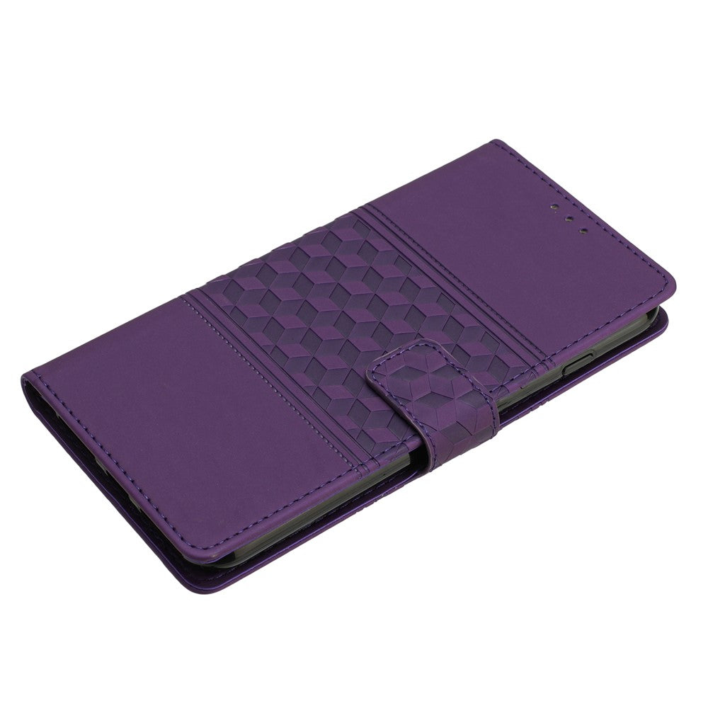 For iPhone 17 Pro Max Case Rhombus Leather Horizontal Flip Phone Cover with Wrist Strap - Purple