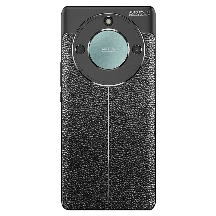 Anti-scratch TPU Case for Honor X40 5G , Litchi Texture Fingerprint-free Protective Phone Cover - Black