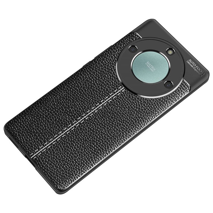 Anti-scratch TPU Case for Honor X40 5G , Litchi Texture Fingerprint-free Protective Phone Cover - Black