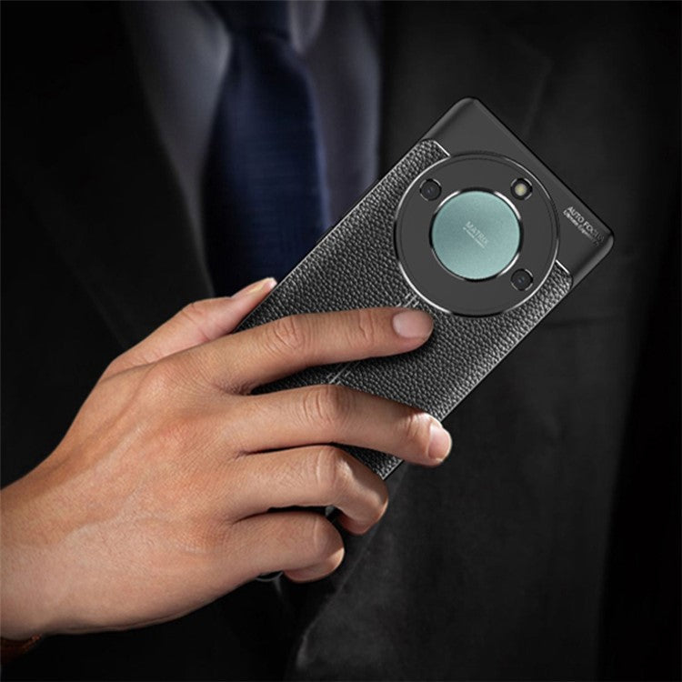 Anti-scratch TPU Case for Honor X40 5G , Litchi Texture Fingerprint-free Protective Phone Cover - Black