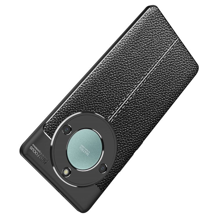 Anti-scratch TPU Case for Honor X40 5G , Litchi Texture Fingerprint-free Protective Phone Cover - Black