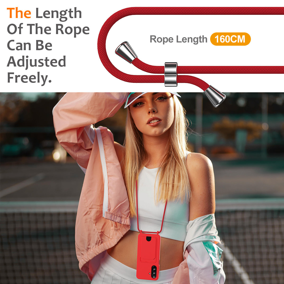 For Samsung Galaxy A17 5G Case Liquid Silicone Card Holder Back Phone Cover with Lanyard - Red