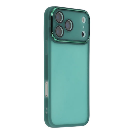 For iPhone 17 Pro Max Case Electroplated Camera Frame TPU Phone Cover - Transparent Army Green