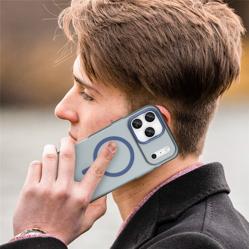 For iPhone 17 Pro Max Case Compatible with MagSafe TPU + PC Slim Matte Translucent Phone Cover - Dark Blue