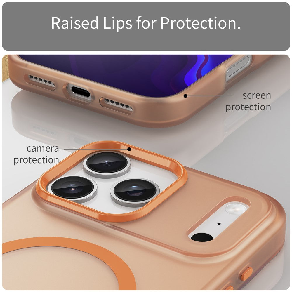 For iPhone 17 Pro Max Case Compatible with MagSafe TPU + PC Slim Matte Translucent Phone Cover - Orange