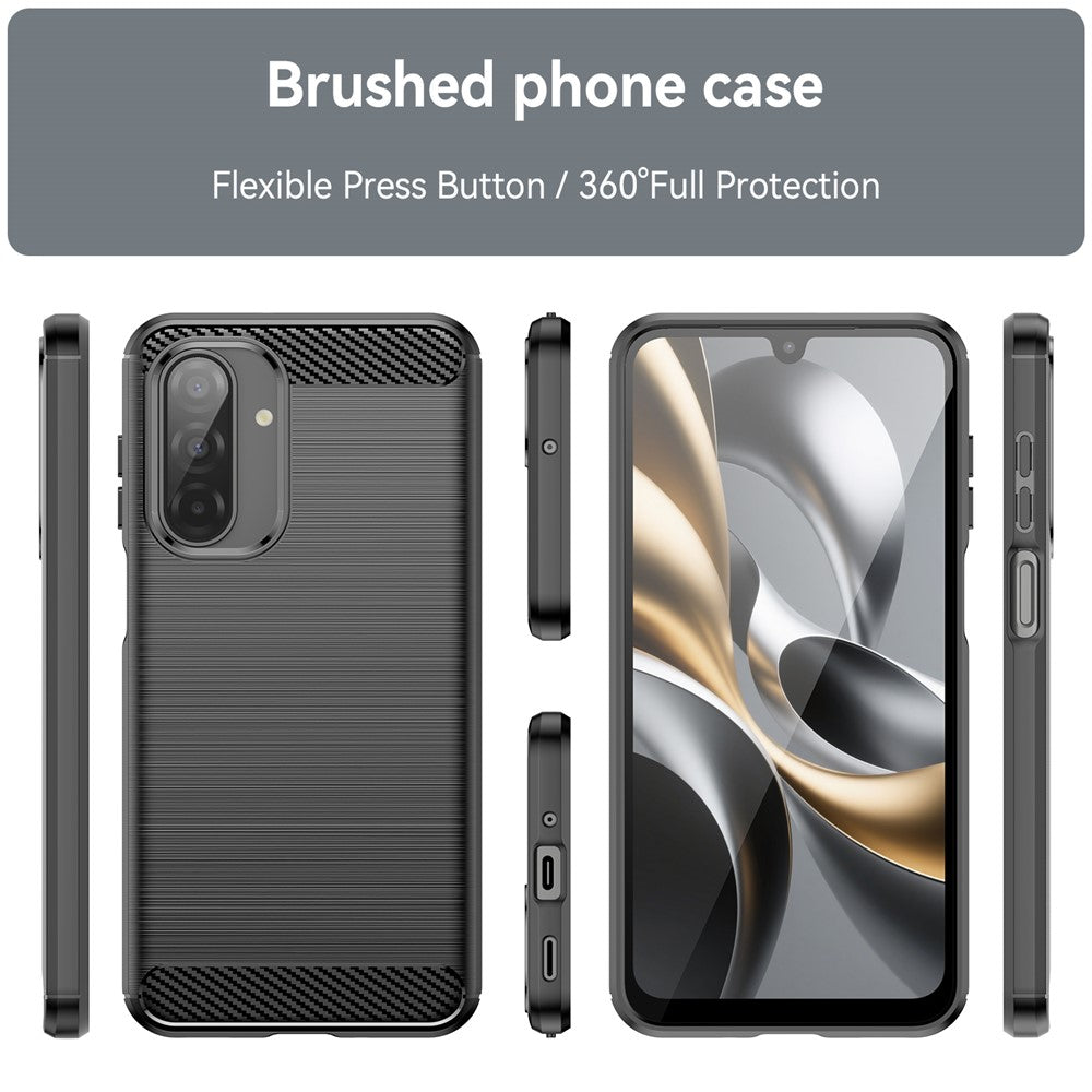 For Samsung Galaxy A17 5G Case Protective Phone Cover Carbon Fiber Texture Brushed - Black