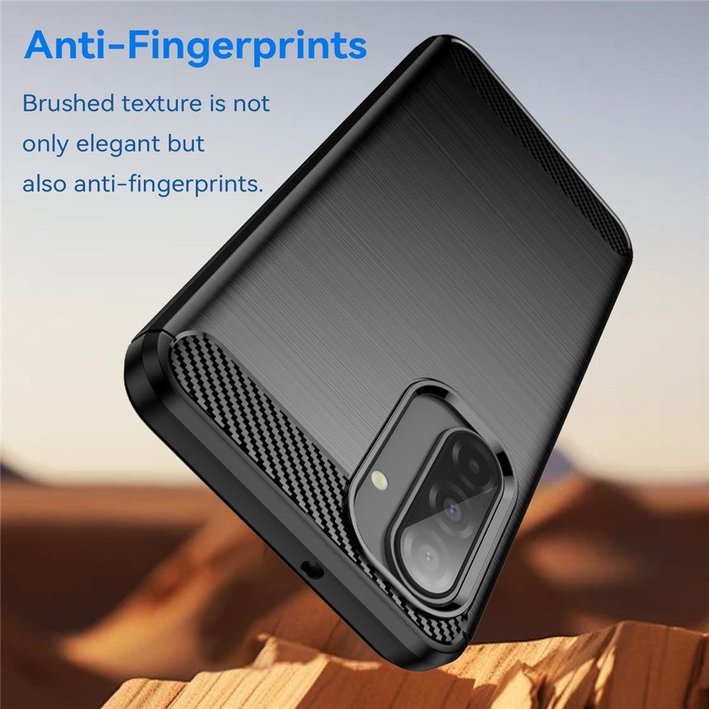 For Samsung Galaxy A17 5G Case Protective Phone Cover Carbon Fiber Texture Brushed - Black