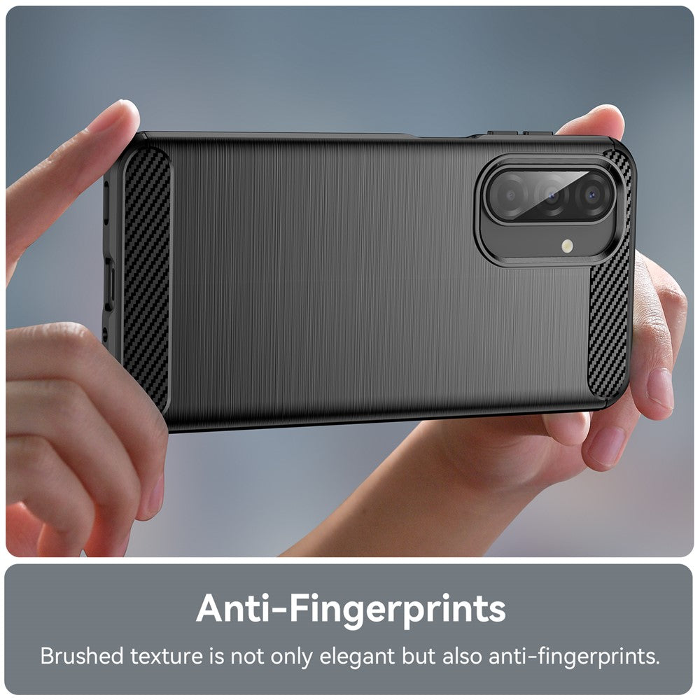 For Samsung Galaxy A17 5G Case Protective Phone Cover Carbon Fiber Texture Brushed - Black