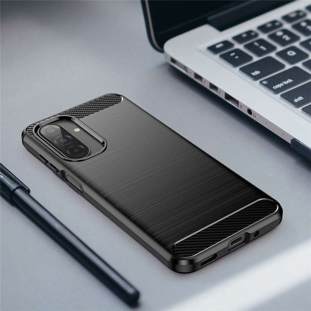 For Samsung Galaxy A17 5G Case Protective Phone Cover Carbon Fiber Texture Brushed - Black