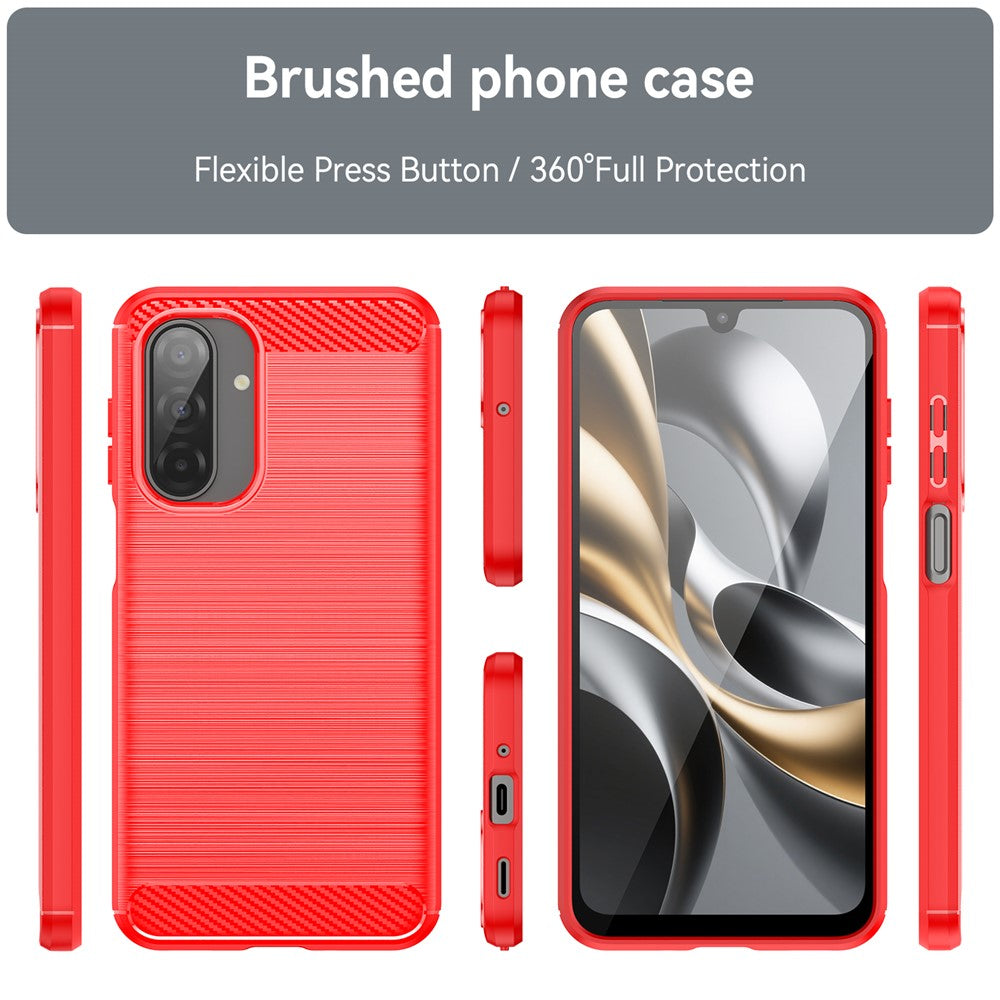 For Samsung Galaxy A17 5G Case Protective Phone Cover Carbon Fiber Texture Brushed - Red