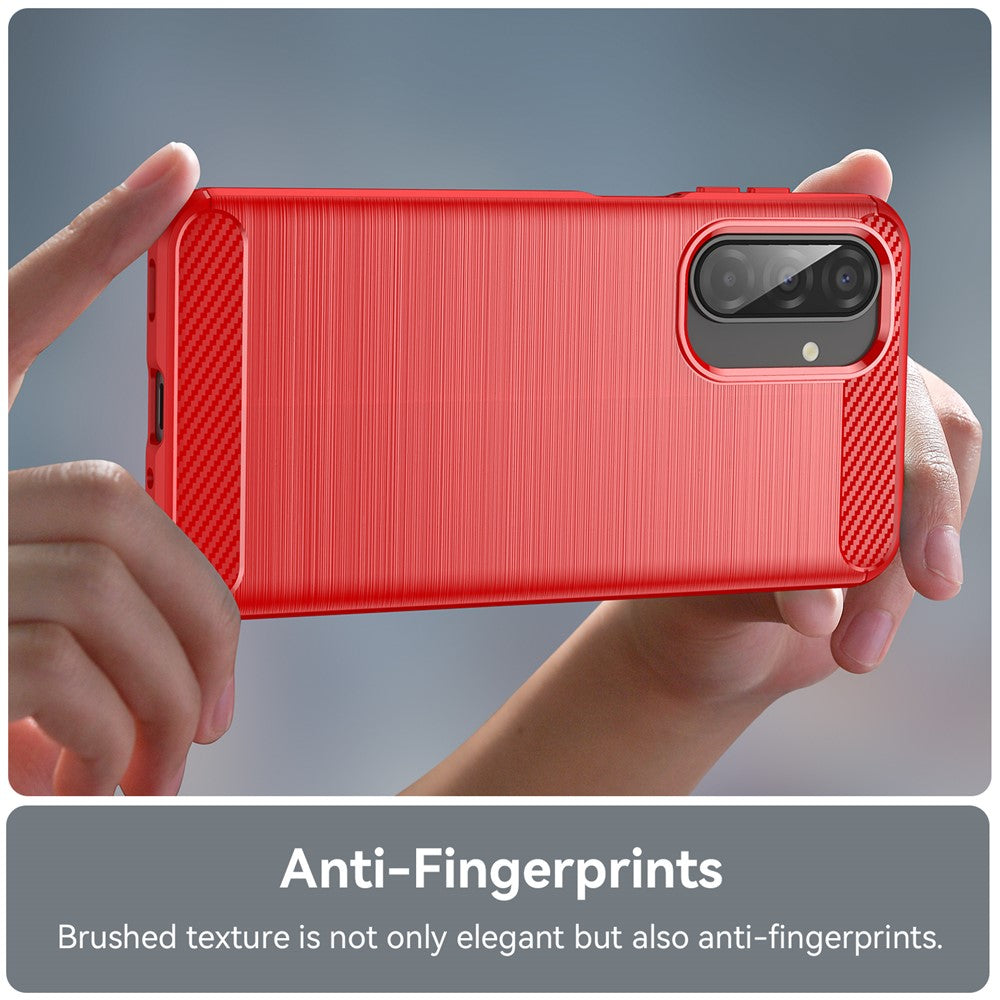 For Samsung Galaxy A17 5G Case Protective Phone Cover Carbon Fiber Texture Brushed - Red