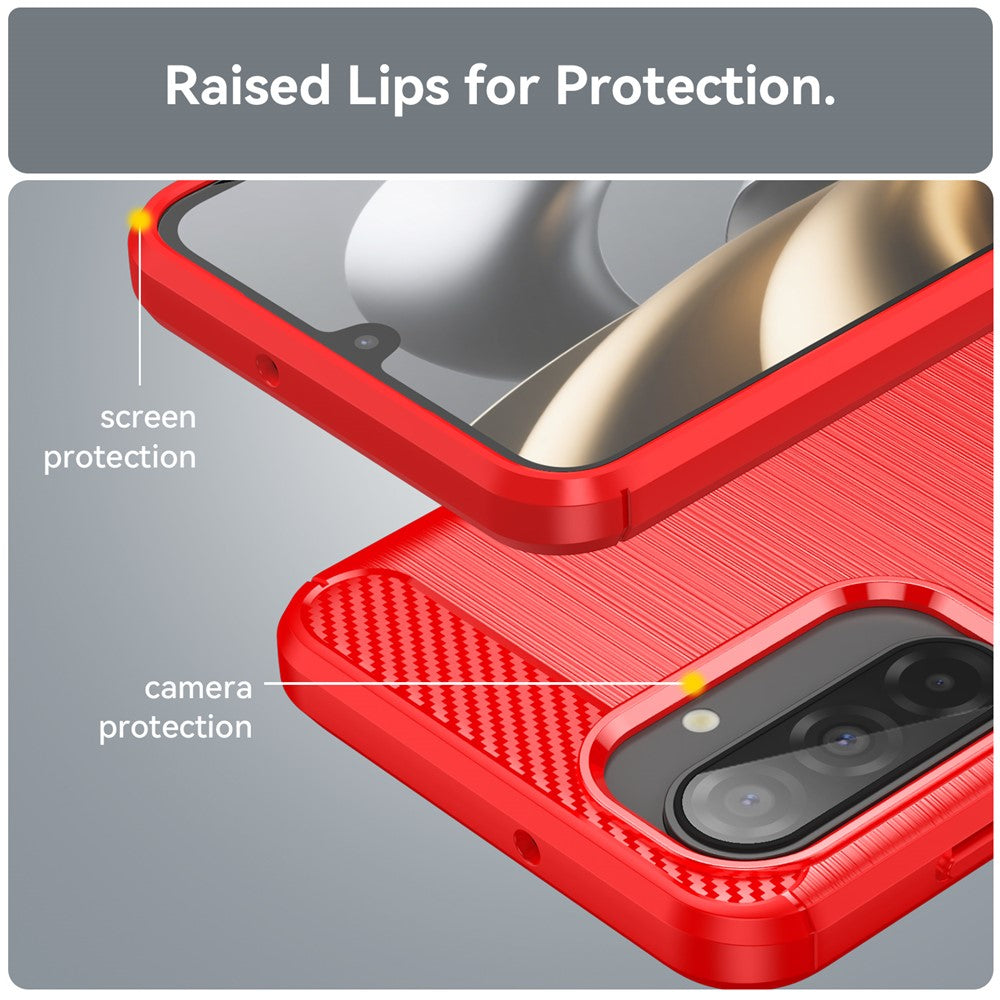 For Samsung Galaxy A17 5G Case Protective Phone Cover Carbon Fiber Texture Brushed - Red