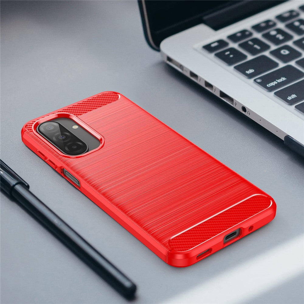 For Samsung Galaxy A17 5G Case Protective Phone Cover Carbon Fiber Texture Brushed - Red