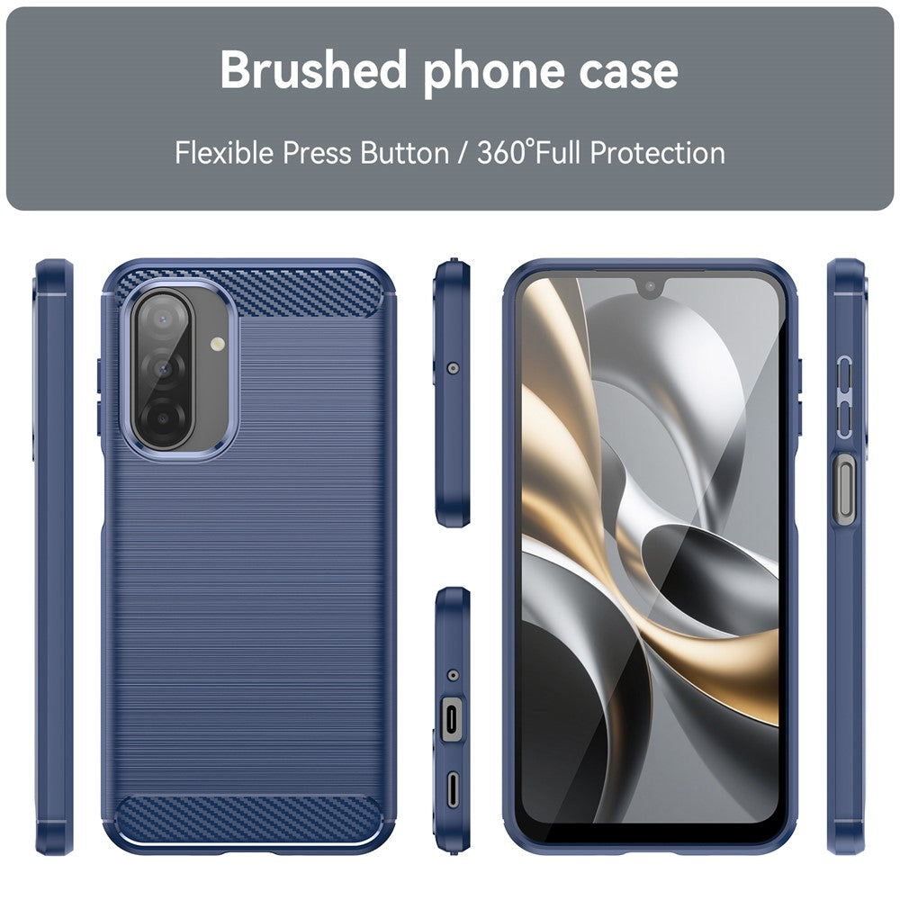 For Samsung Galaxy A17 5G Case Protective Phone Cover Carbon Fiber Texture Brushed - Blue