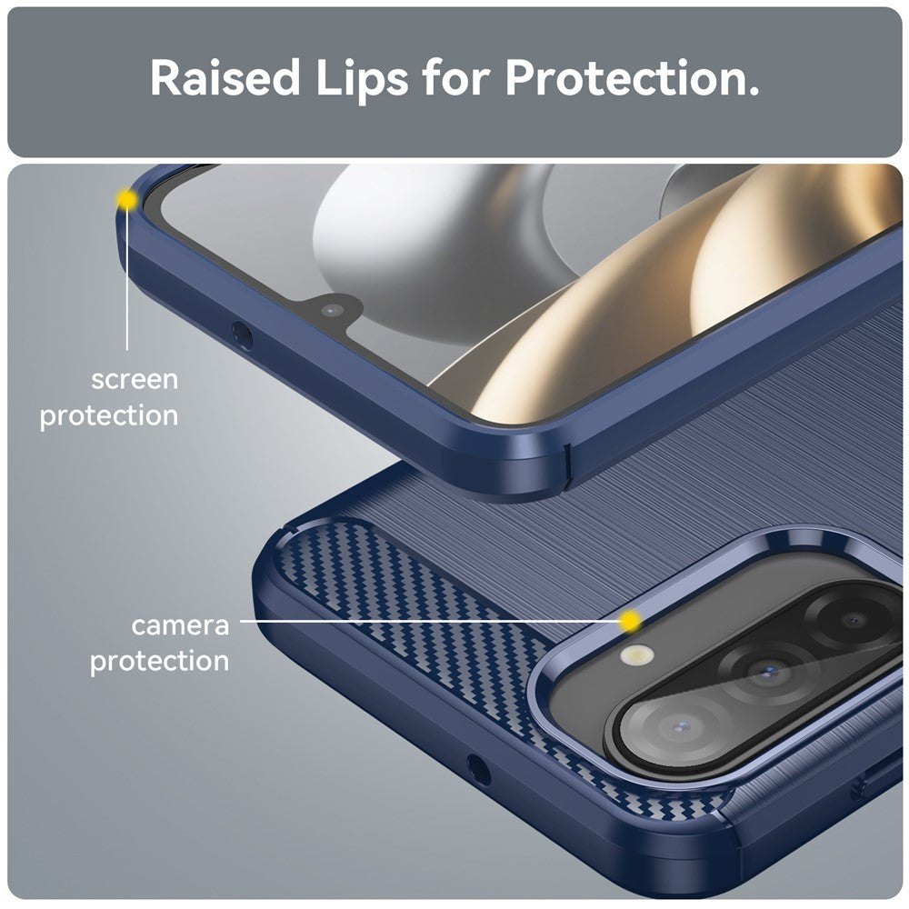 For Samsung Galaxy A17 5G Case Protective Phone Cover Carbon Fiber Texture Brushed - Blue